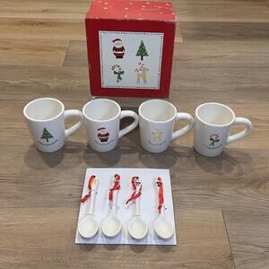 NIB BIA Cordon Bleu 2008 Christmas Holiday Set of Mugs & Spoons